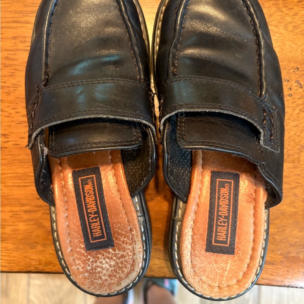 Harley-Davidson Black Leather Mules